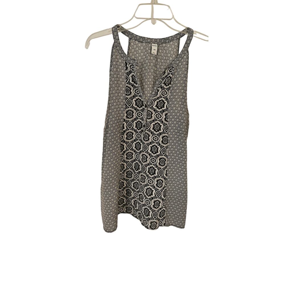 OLD NAVY Black White Mix Mixed Print Top Lightweight Sleeveless Boho Tank Large
